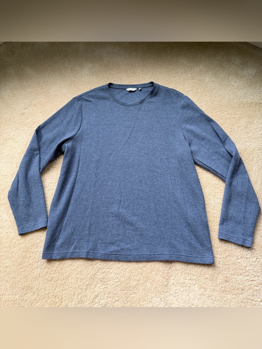 English Laundry Men’s Blue Textured Long Sleeve Crew Neck Tee Shirt - XL - VGUC